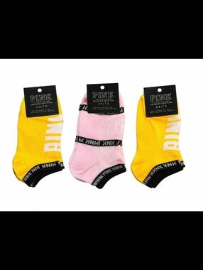 PINK Victoria's Secret Low-Cut Sock Trio in Yellow & Pink - 3 Pair Bundle